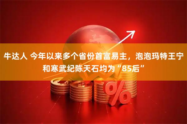 牛达人 今年以来多个省份首富易主，泡泡玛特王宁和寒武纪陈天石均为“85后”
