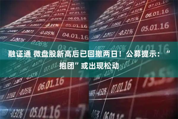 融证通 微盘股新高后已回撤两日！公募提示：“抱团”或出现松动