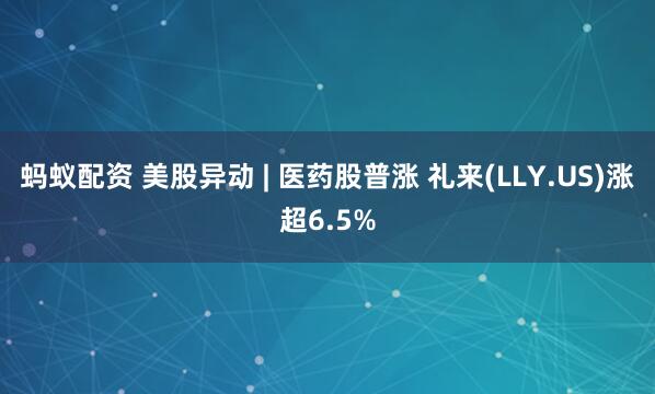 蚂蚁配资 美股异动 | 医药股普涨 礼来(LLY.US)涨超6.5%