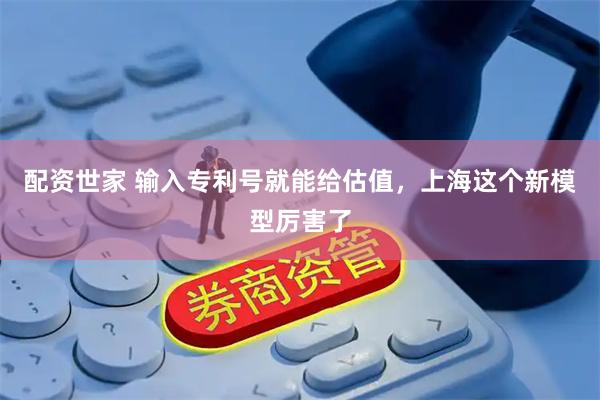配资世家 输入专利号就能给估值，上海这个新模型厉害了